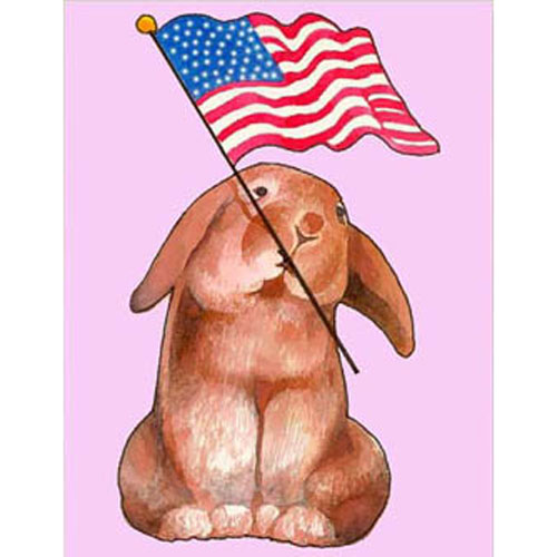 Easter Seals illustration bunny with flag