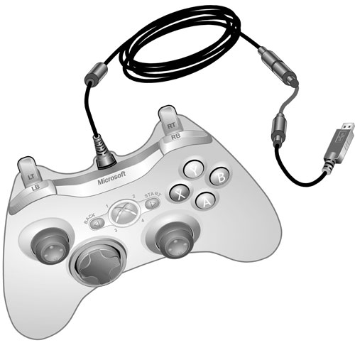 XBox 360 wired technical illustration